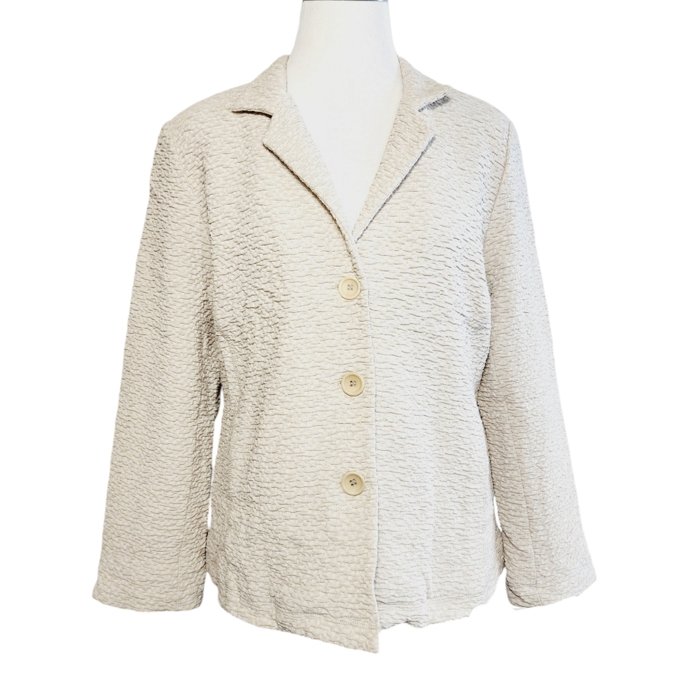 Eileen Fisher Sz M Button Down Textured Career/Business Blazer Jacket.